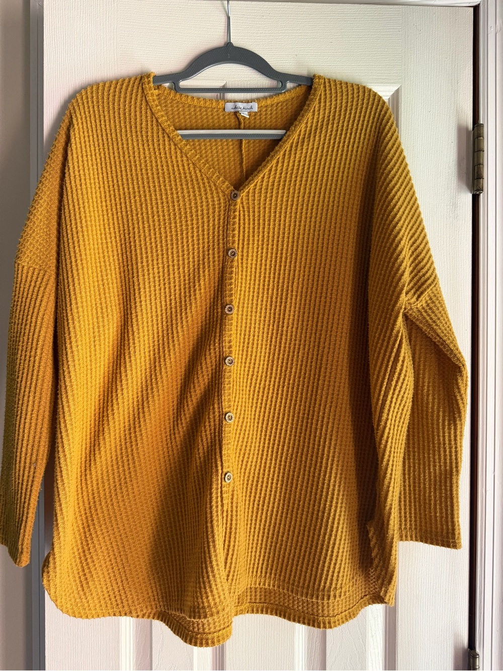 Relaxed Fit Women’s Button-Front Sweater Cardigan - Mustard